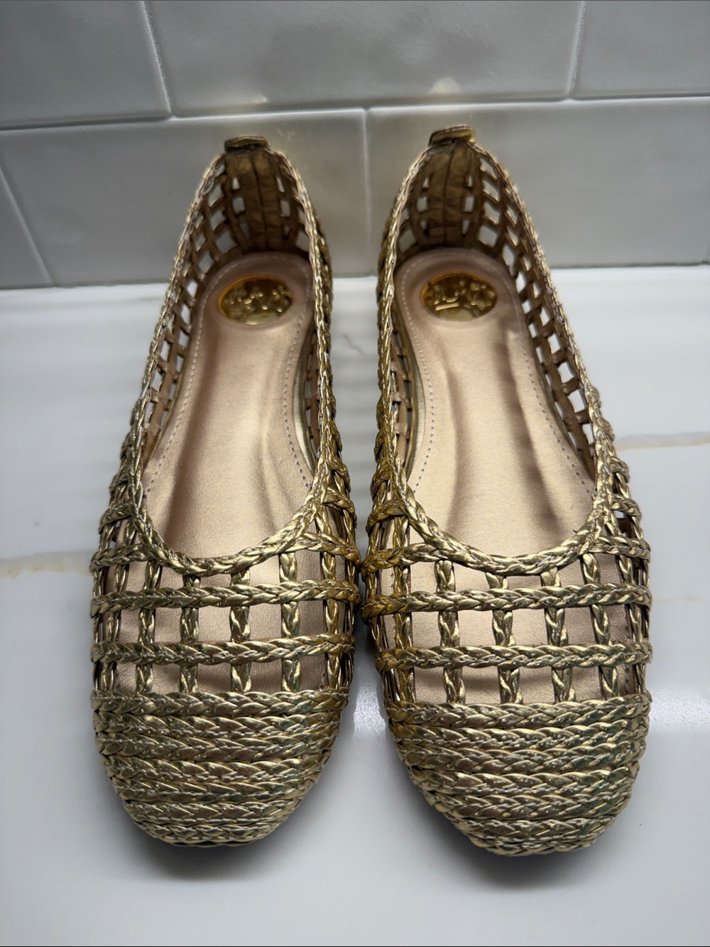 Women’s Gold Woven Ballet Flats
